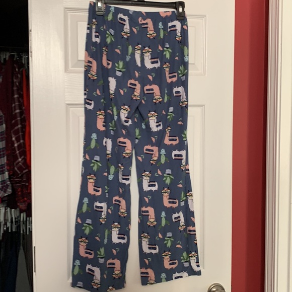 Bobbie brooks sleepwear pj pants size small blue with llama and cactus design - Picture 2 of 5